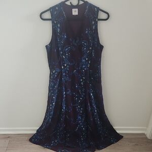 CAbi Deep Blue and Purple Paisley Dress